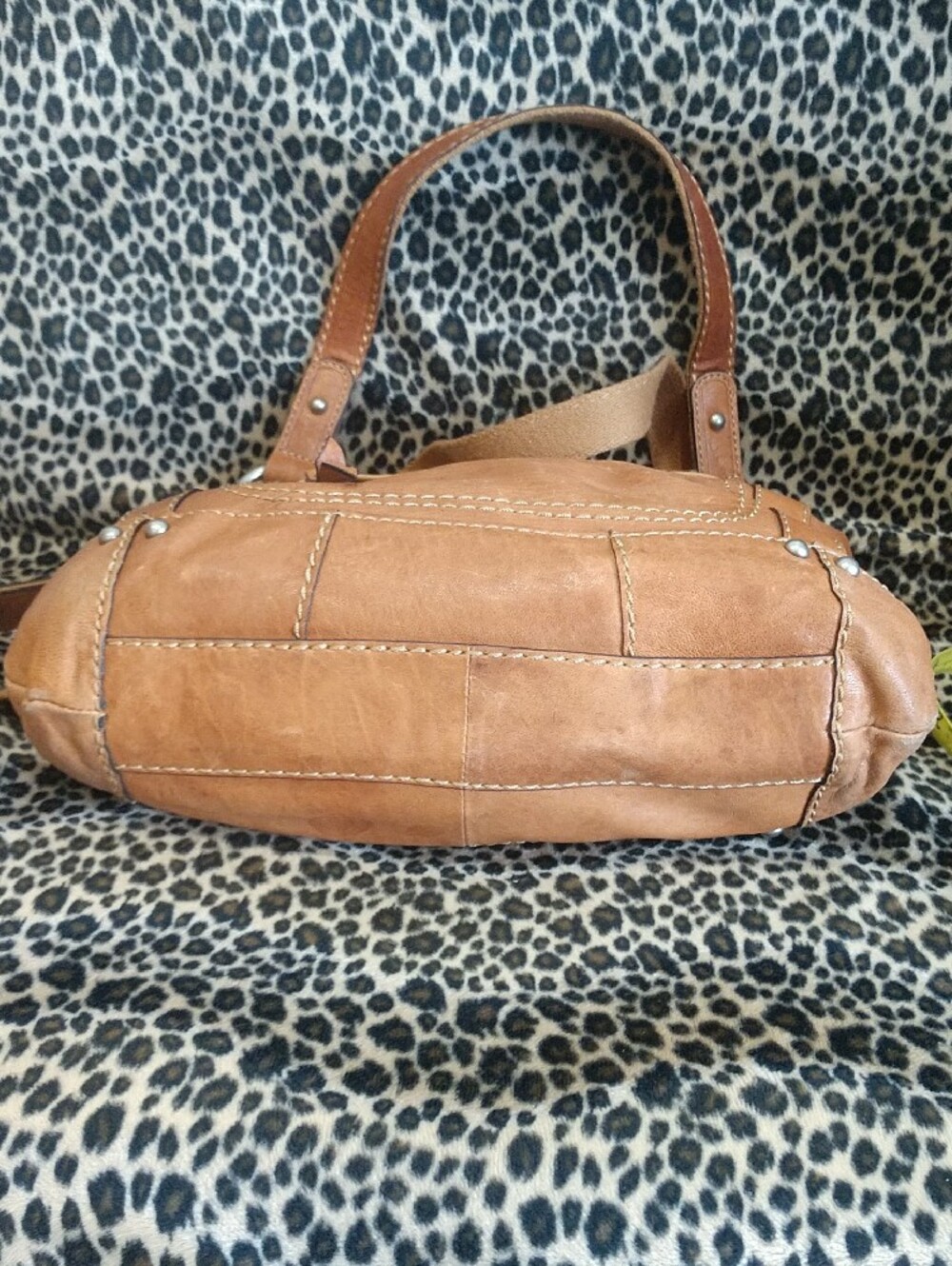 Fossil Cognac Brown Leather Shoulder Bag with Removable Strap - Picture 6 of 9